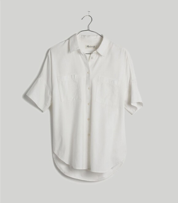 Madewell Tops - Madewell White Cotton Courier Shirt Oversized Boxy Relaxed Button Up Medium EUC